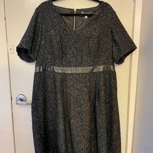 Claire Richards Black Sparkle Tweed Dress w Pockets / US 16/1X